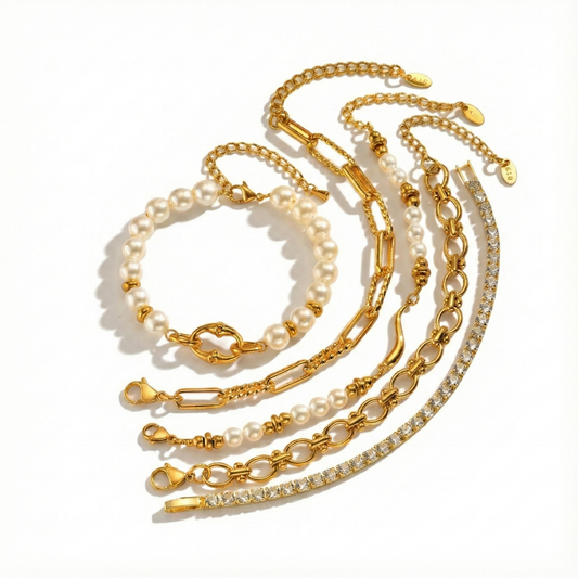 Ensemble de 5 Bracelets d’Athéna – Force & Élégance Entrelacées