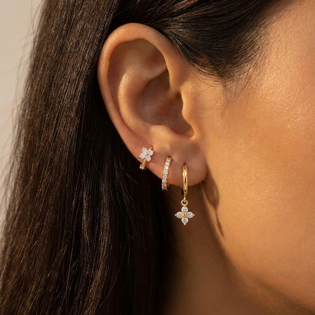 Alviédia set créoles acier inoxydable plaqué or 18K waterproof hypoallergénique - Chic & Perles