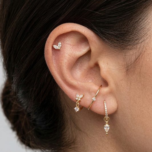Amara – Boucles d'Oreilles Cartilage Géométriques Argent 925