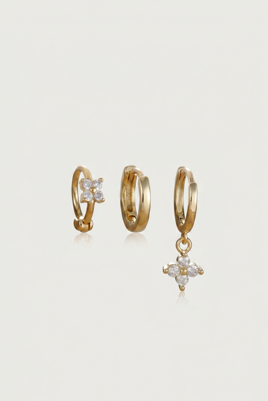 Alviédia – Boucles d'Oreilles Créoles Triangles Set 3 Pièces en Acier Inoxydable