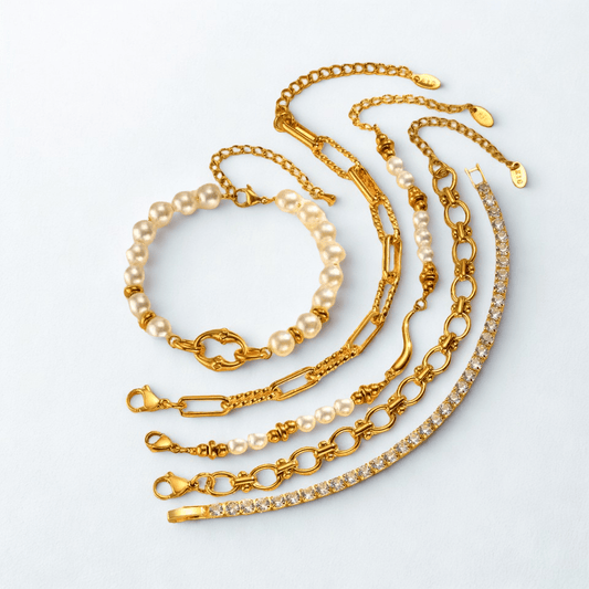 Ensemble de 5 Bracelets d’Athéna – Force & Élégance Entrelacées