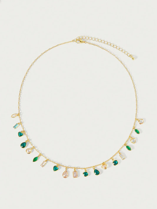 Collier Célestine – Pendentif Larme Verre Vert Bohème | CHIC & PERLES